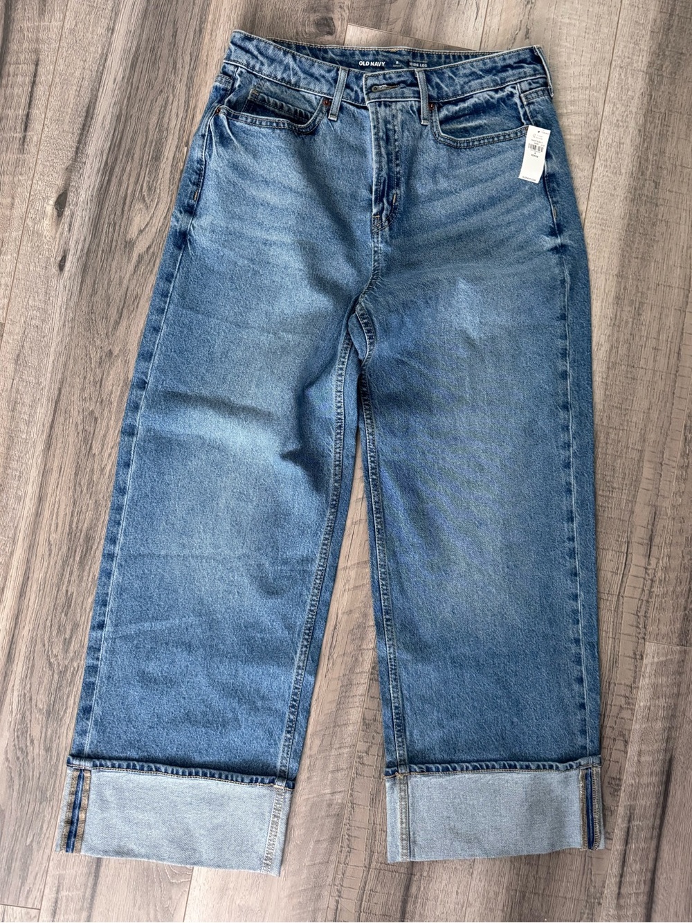 Old Navy High-Rise Wide-Leg Cropped Jeans - Blue Denim